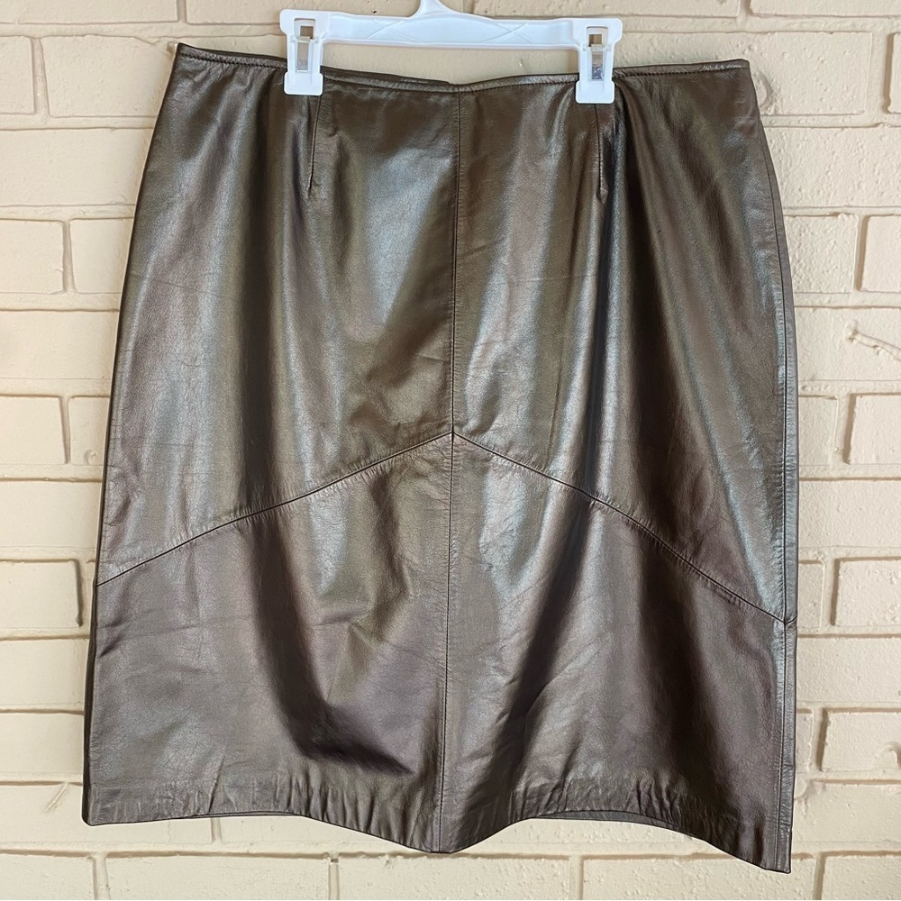 Leather skirt Apostrophe bronze Women’s size 16 Vintage Going Out Modern 90s
